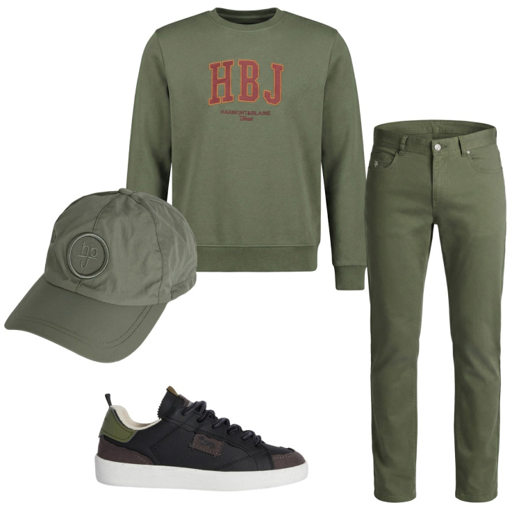 Outfit uomo - Total look #2347227. Stile Trendy per Tutti i giorni. Abbinamento con sneakers, cappelli, felpe, pantaloni.