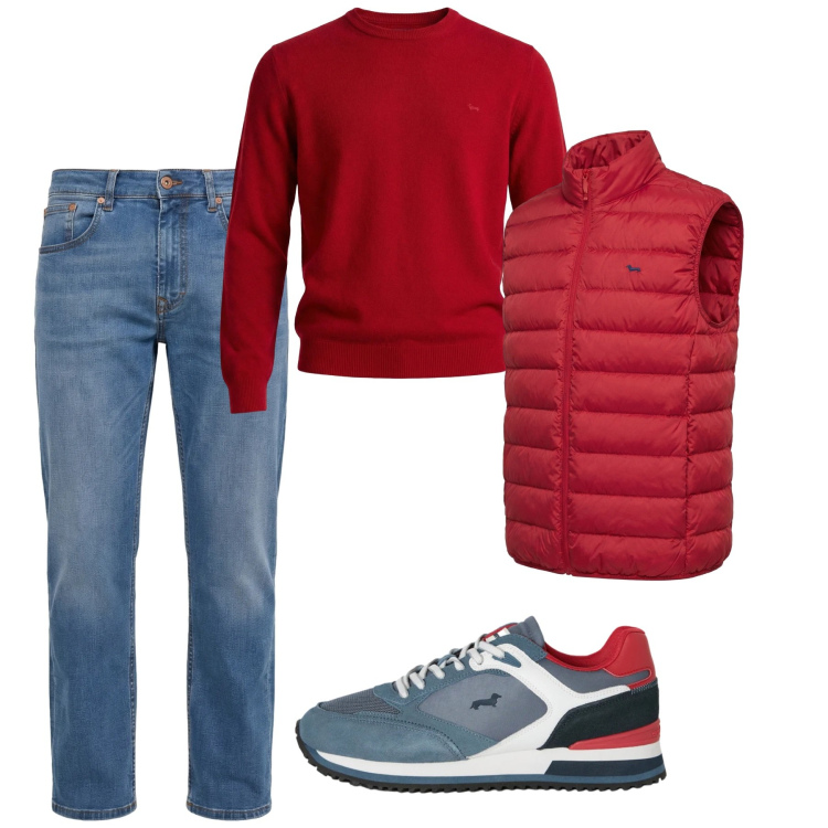 Outfit uomo - Febbraio. Stile Casual per Tutti i giorni. Abbinamento con sneakers, jeans, pullovers, piumini.