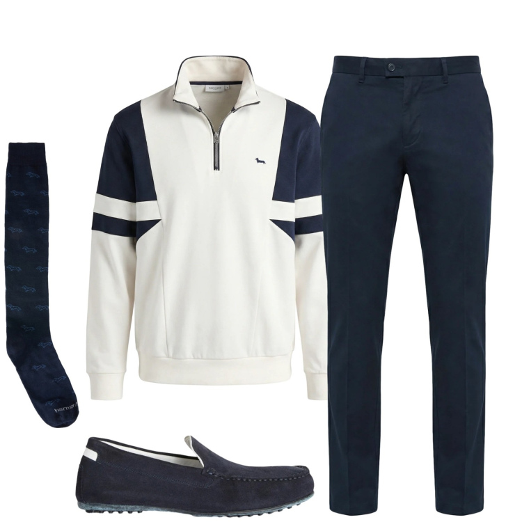Outfit uomo - Total look #2347276. Stile Trendy per Tutti i giorni. Abbinamento con felpe, scarpe stringate, pantaloni chino, calzini.