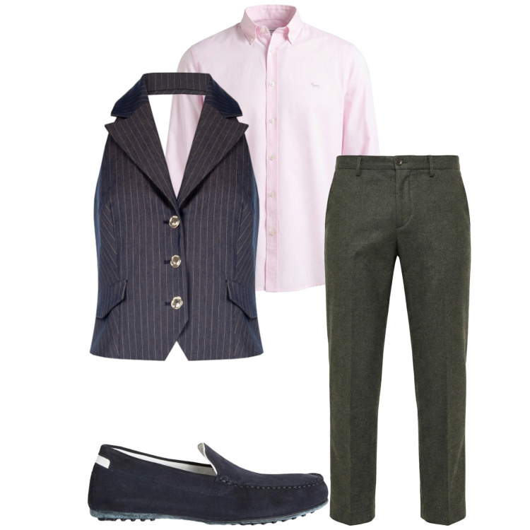 Outfit uomo - Total look #2347293. Stile Business/Elegante per Serata speciale. Abbinamento con scarpe stringate, pantaloni chino, camicie, gilet.