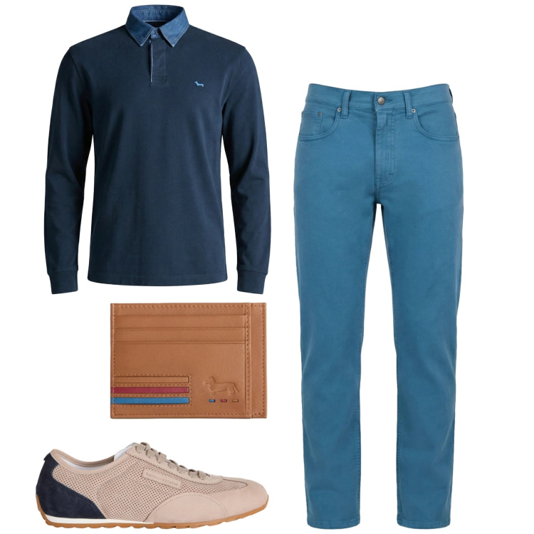 Outfit uomo - Total look #2347297. Stile Urban per Tutti i giorni. Abbinamento con pantaloni, sneakers, portafogli, polo.