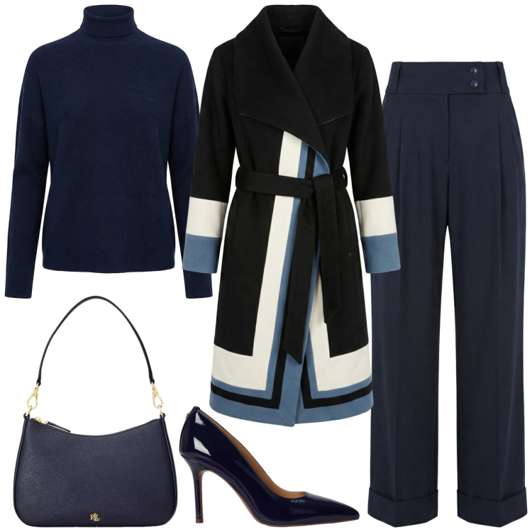 Outfit donna - Harmont & Blaine. Stile Chic per Ufficio. Abbinamento con cappotti, pantaloni, maglieria, borse a spalla, décolleté.