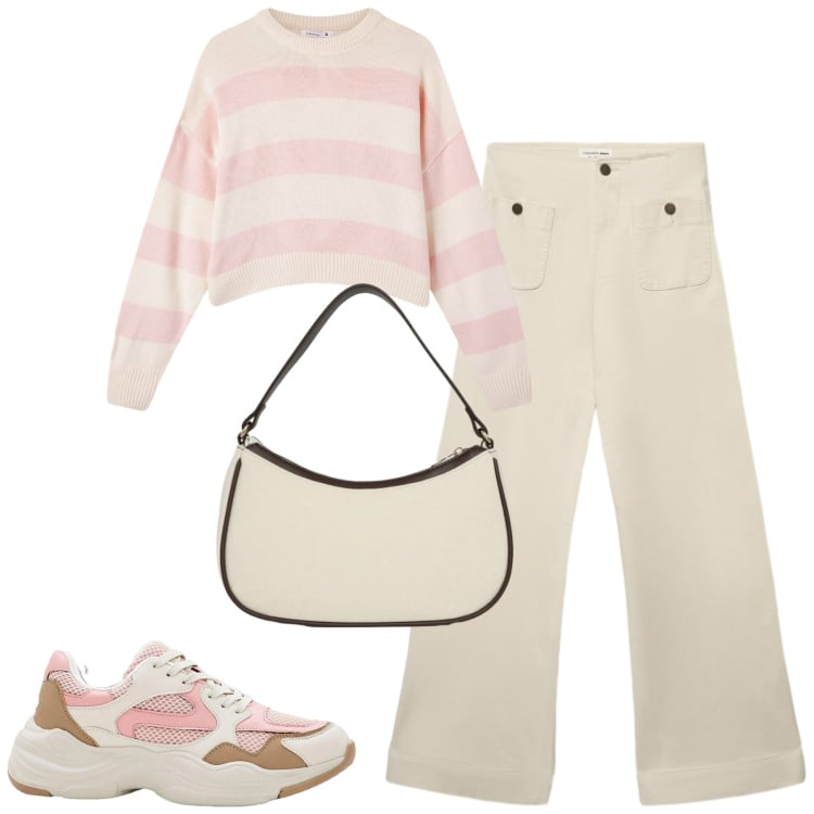 Outfit donna - Total look #2347307. Stile Casual per Tutti i giorni. Abbinamento con sneakers, jeans, maglieria, borse a tracolla.