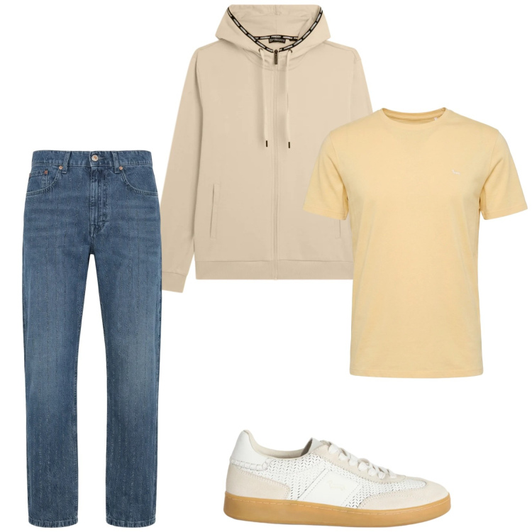 Outfit uomo - Total look #2347308. Stile Trendy per Tutti i giorni. Abbinamento con jeans, sneakers, t-shirt, felpe con cappuccio.