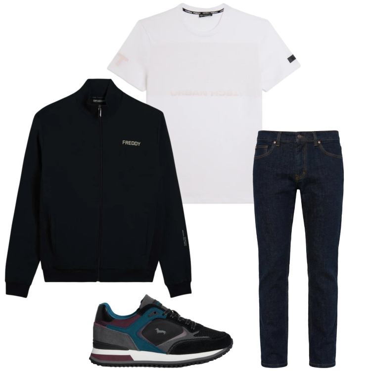 Outfit uomo - Total look #2347315. Stile Casual per Tutti i giorni. Abbinamento con jeans, sneakers, t-shirt, felpe.