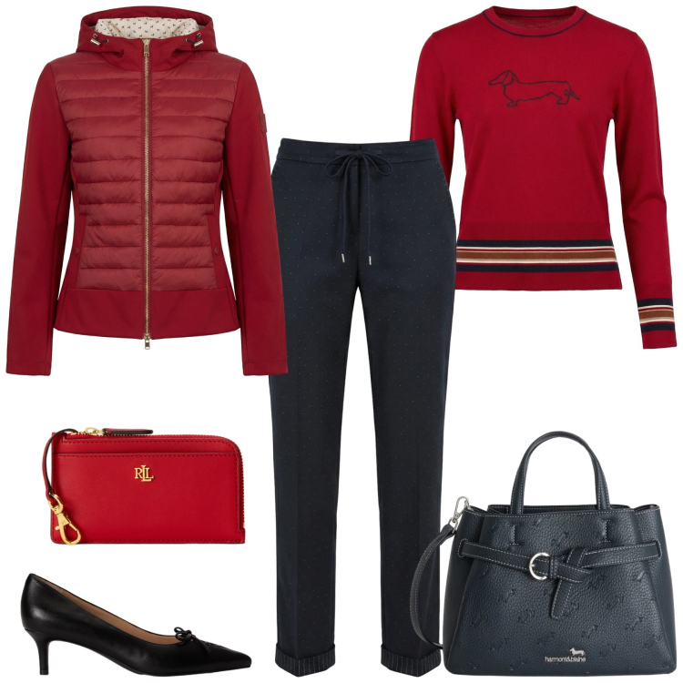 Outfit donna - Harmont & Blaine. Stile Urban per Tutti i giorni. Abbinamento con pantaloni, maglieria, giacche, borse a mano, décolleté, portafogli.