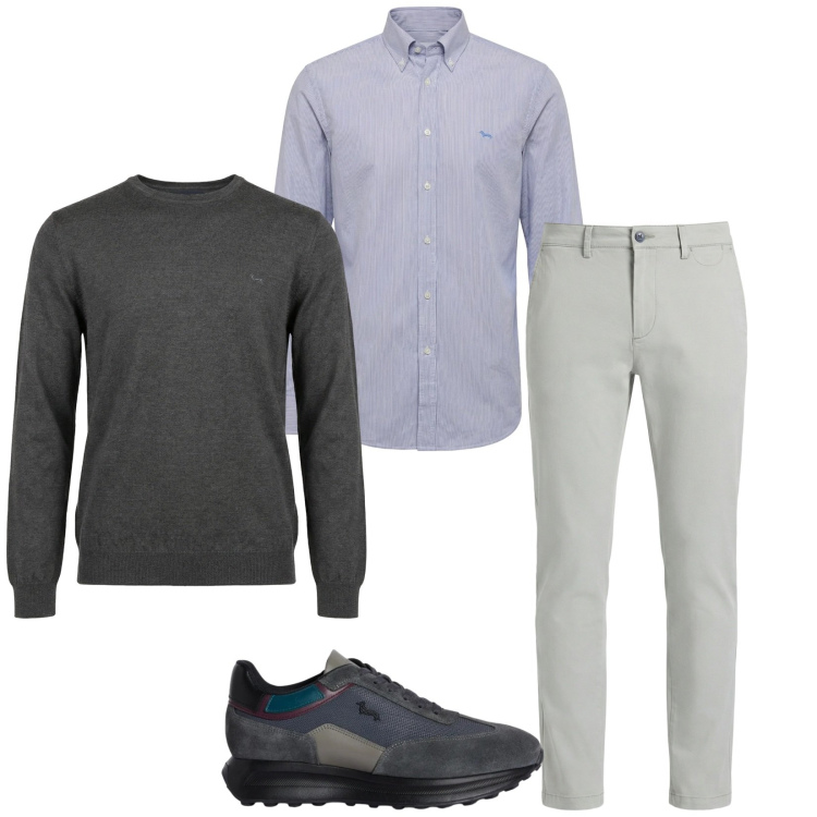 Outfit uomo - Total look #2347336. Stile Trendy per Serata speciale. Abbinamento con sneakers, pantaloni chino, camicie, pullovers.