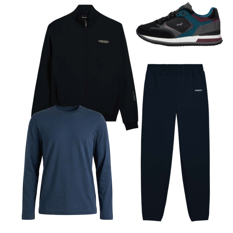 Outfit uomo - Total look. Stile Casual per Tutti i giorni. Abbinamento con t-shirt, sneakers, pantaloni, felpe.