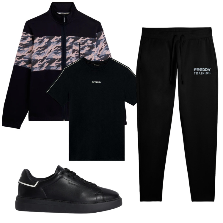 Outfit uomo - Total look #2347369. Stile Casual per Tutti i giorni. Abbinamento con sneakers, pantaloni, felpe, t-shirt.