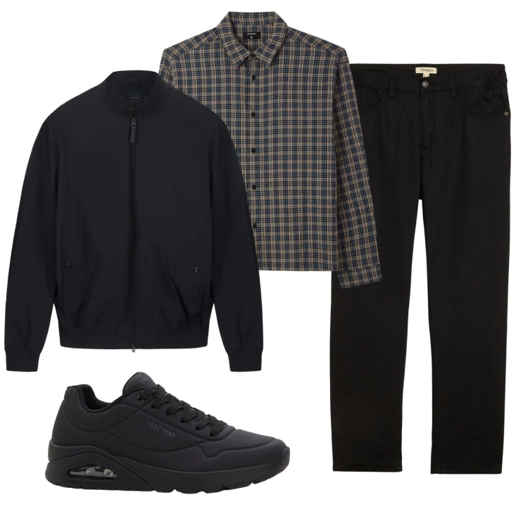 Outfit uomo - Total look #2347372. Stile Casual per Tutti i giorni. Abbinamento con sneakers, pantaloni, camicie, bomber.
