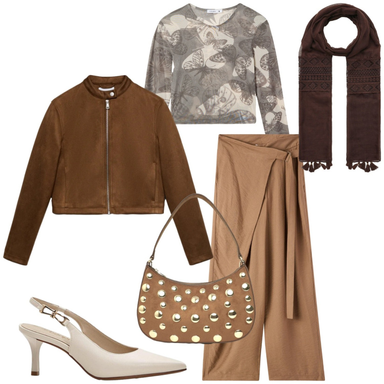 Outfit donna - Total look #2347373. Stile Chic per Serata fuori. Abbinamento con décolleté, pantaloni, t-shirt, giacche, borse a tracolla, foulard.