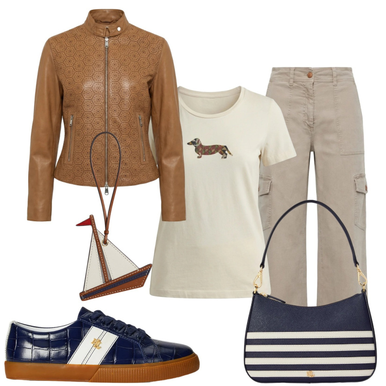 Outfit donna - Bassotto in vela. Stile Casual chic per Tutti i giorni. Abbinamento con t-shirt, giacche, pantaloni cargo, sneakers, borse a spalla, portachiavi.