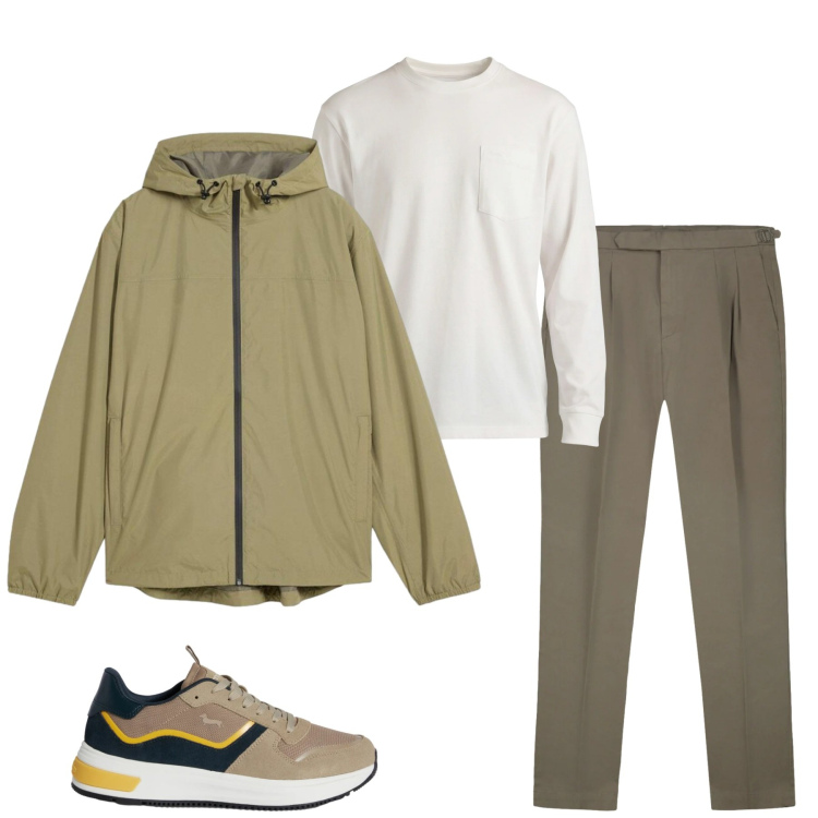 Outfit uomo - City. Stile Urban per Tutti i giorni. Abbinamento con giacche, sneakers, t-shirt, pantaloni.