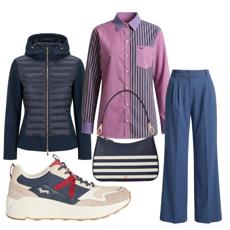Outfit donna - Collezione Harmont & Blaine. Stile Casual per Ufficio. Abbinamento con giacche, pantaloni, sneakers, camicie, borse a spalla.