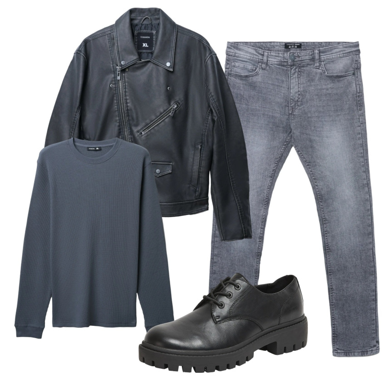 Outfit uomo - Total look #2347456. Stile Casual per Ufficio. Abbinamento con scarpe stringate, giacche, jeans skinny, maglieria.
