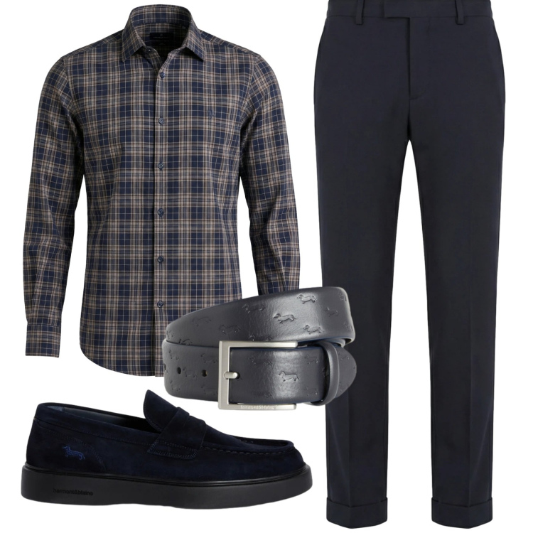 Outfit uomo - Total look #2347472. Stile Business/Elegante per Ufficio. Abbinamento con pantaloni chino, scarpe stringate, cinture, camicie.