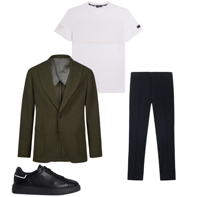 Outfit uomo - Il Blazer tra Sport e Formale. Stile Casual per Tutti i giorni. Abbinamento con sneakers, t-shirt, giacche, pantaloni.