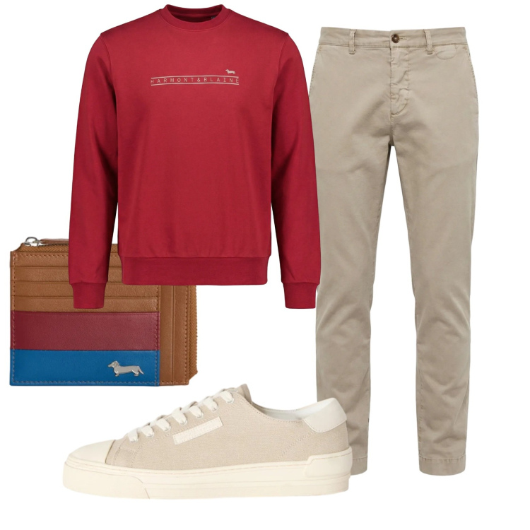 Outfit uomo - Total look #2347545. Stile Casual per Ufficio. Abbinamento con pantaloni chino, sneakers, portamonete, felpe.