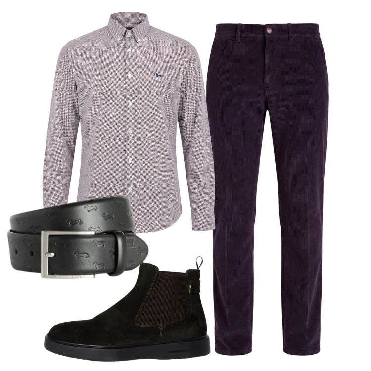 Outfit uomo - Total look #2347554. Stile Business/Elegante per Ufficio. Abbinamento con cinture, pantaloni chino, stivali e stivaletti, camicie.