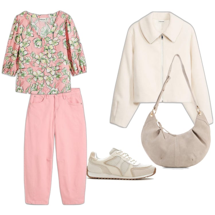 Outfit femme - Rose tendre. Style Tendance pour Bureau. Assortir avec pantalon , tuniques, blazers, sacs en bandoulière, sneakers.