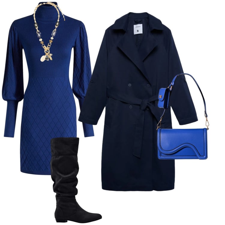 Outfit donna - Sfumature. per Serata fuori. Abbinamento con vestiti, stivali, collane, trench, pochette.