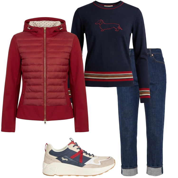 Outfit donna - Harmont & Blaine. Stile Casual chic per Tutti i giorni. Abbinamento con maglieria, jeans, giacche, sneakers.