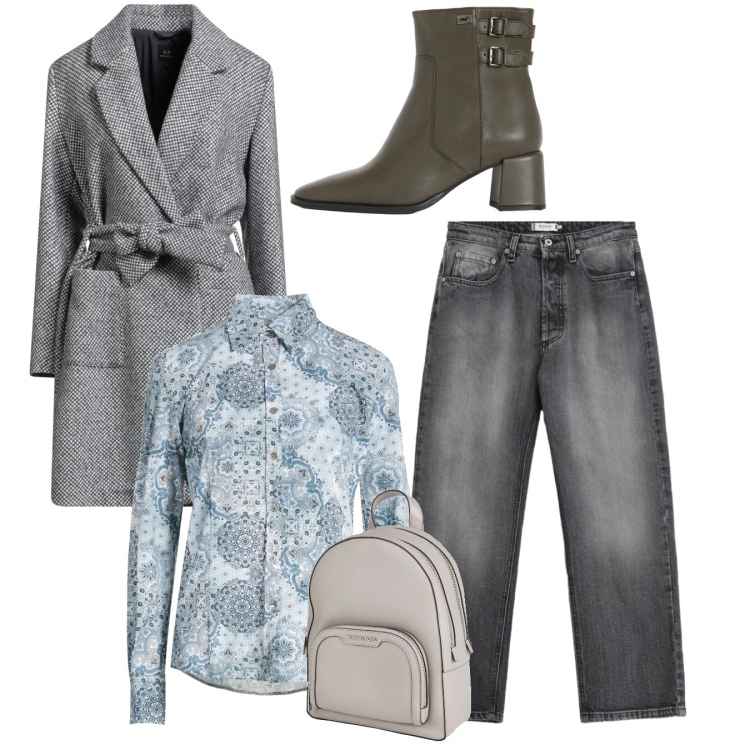 Outfit donna - Pretty woman. Stile Bon Ton per Tutti i giorni. Abbinamento con cappotti, camicie, zaini, stivaletti, jeans.