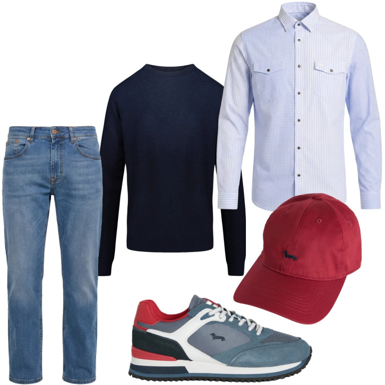 Outfit uomo - Trendy. Stile Trendy per Tutti i giorni. Abbinamento con sneakers, cappelli, jeans, camicie, maglieria.
