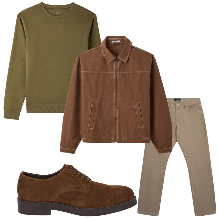 Outfit uomo - Minimal. Stile Trendy per Tutti i giorni. Abbinamento con jeans, felpe, cappotti, scarpe stringate.