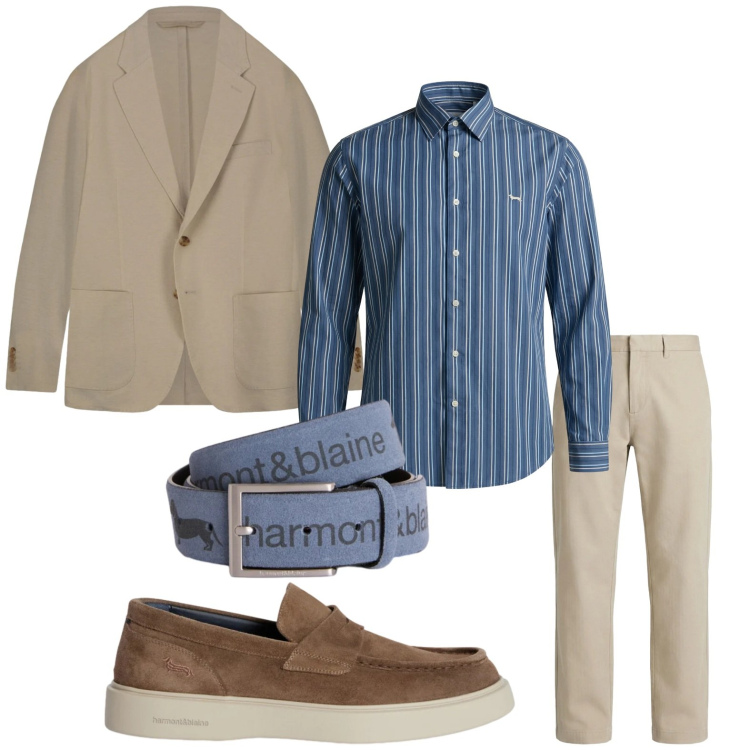 Outfit uomo - In ufficio. Stile Casual per Tutti i giorni. Abbinamento con scarpe stringate, cinture, pantaloni cargo, camicie, giacche.