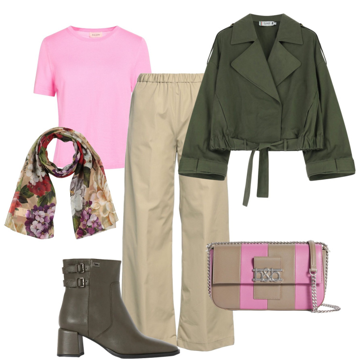 Outfit donna - Parka cropped a marzo. Stile Urban per Tutti i giorni. Abbinamento con pantaloni, sciarpe, pullovers, borse a spalla, stivaletti, parka.