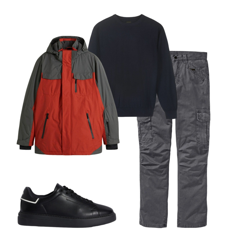 Outfit uomo - Total look #2347673. Stile Casual per Tutti i giorni. Abbinamento con pantaloni cargo, giacche, sneakers, maglieria.