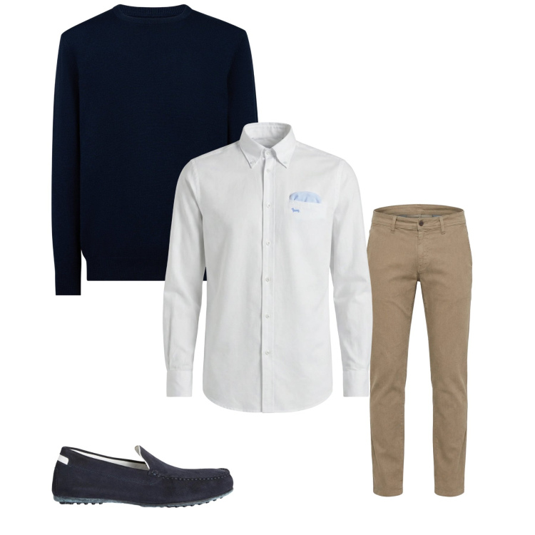 Outfit uomo - Total look #2347683. Stile Casual per Tutti i giorni. Abbinamento con scarpe stringate, pantaloni, camicie, maglieria.