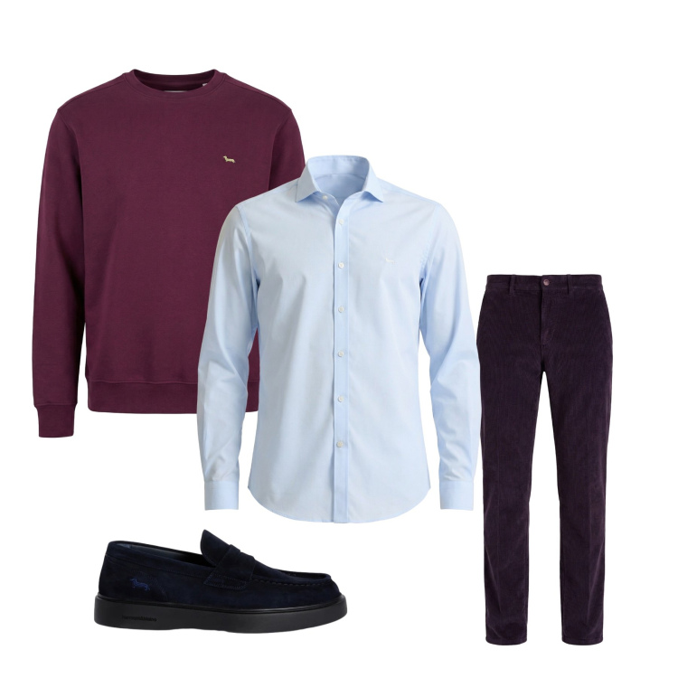 Outfit uomo - Total look #2347703. Stile Casual per Tutti i giorni. Abbinamento con scarpe stringate, pantaloni chino, felpe, camicie.