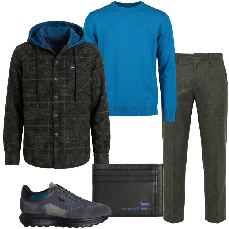 Outfit uomo - Harmont &Blaine. Stile Urban per Tutti i giorni. Abbinamento con sneakers, pantaloni chino, maglieria, cappotti, portafogli.