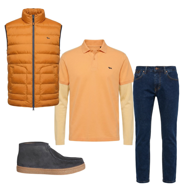 Outfit uomo - Total look #2347714. Stile Casual per Tutti i giorni. Abbinamento con stivali e stivaletti, cardigans, piumini, polo, jeans.