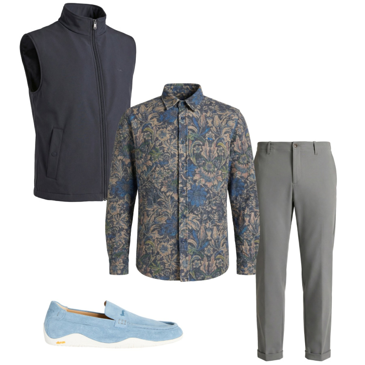 Outfit uomo - Total look #2347741. Stile Trendy per Tutti i giorni. Abbinamento con pantaloni chino, scarpe stringate, camicie, piumini.