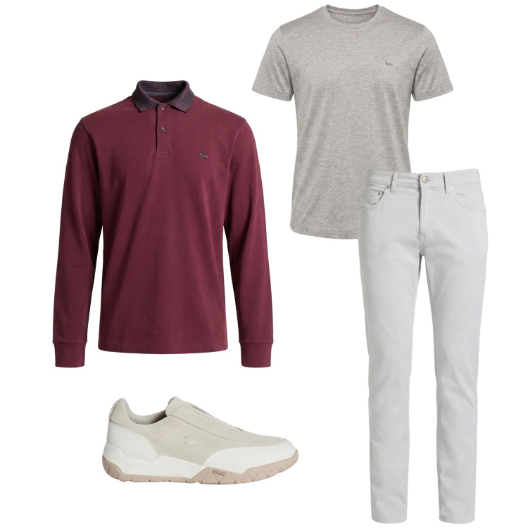 Outfit uomo - Total look #2347743. Stile Urban per Tutti i giorni. Abbinamento con polo, pantaloni, t-shirt, sneakers.