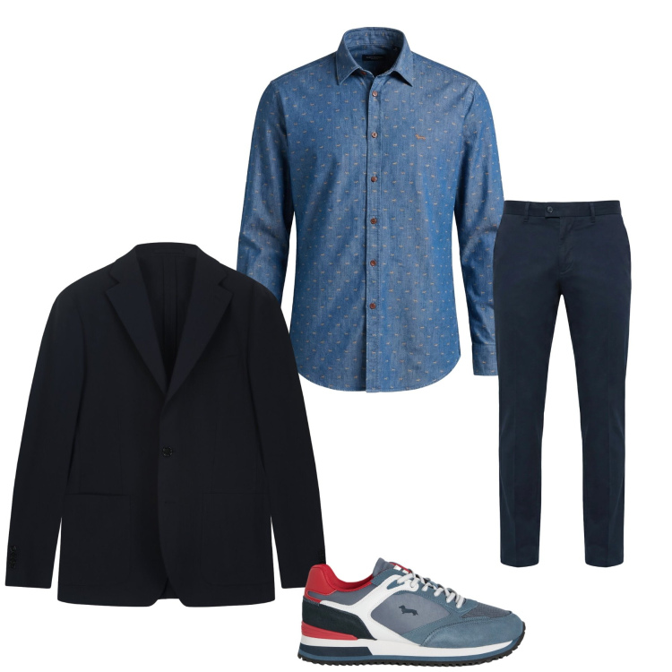 Outfit uomo - Total look #2347745. Stile Urban per Tutti i giorni. Abbinamento con sneakers, camicie, pantaloni chino, giacche.