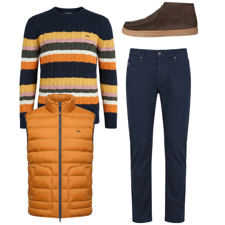 Outfit uomo - Total look #2347753. Stile Casual per Tutti i giorni. Abbinamento con pullovers, stivali e stivaletti, piumini, pantaloni.