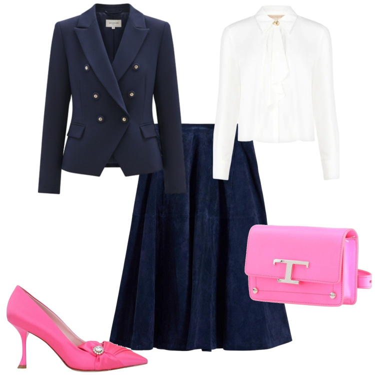 Outfit donna - Chic cerimonia evento serata. Stile Chic per Serata fuori. Abbinamento con décolleté, marsupi, gonne, blazer, camicie.