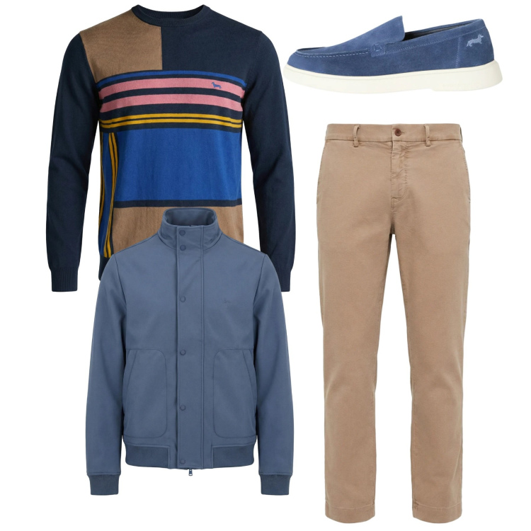 Outfit uomo - Total look #2347761. Stile Casual per Tutti i giorni. Abbinamento con pantaloni chino, pullovers, bomber, sneakers.
