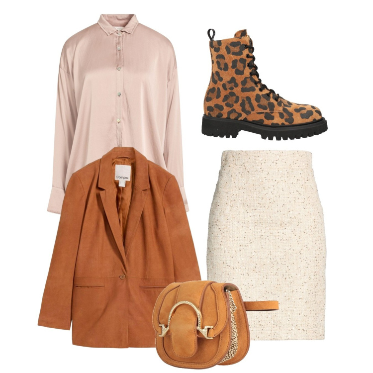 Outfit donna - Total look. Stile Bon Ton per Tutti i giorni. Abbinamento con minigonne, marsupi, camicie, anfibi, blazer.