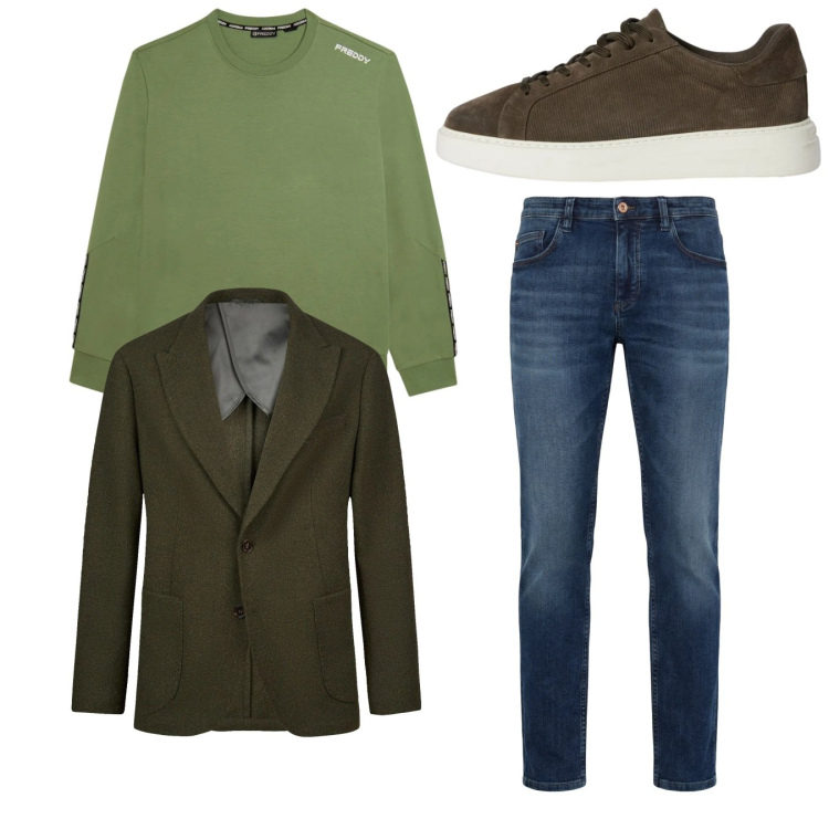 Outfit uomo - Total look #2347774. Stile Casual per Tutti i giorni. Abbinamento con sneakers, jeans, felpe, giacche.