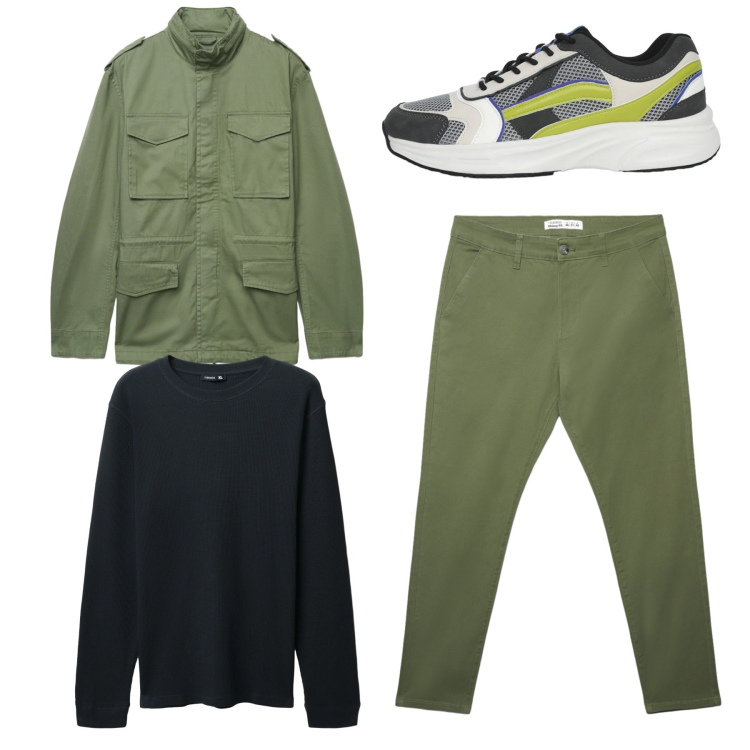 Outfit uomo - Total look #2347777. Stile Casual per Tutti i giorni. Abbinamento con sneakers, cappotti, pantaloni chino, maglieria.