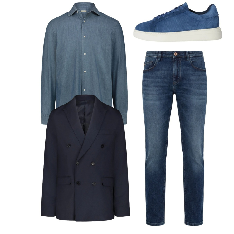 Outfit uomo - Total look #2347779. Stile Casual per Tutti i giorni. Abbinamento con sneakers, jeans, giacche, camicie.