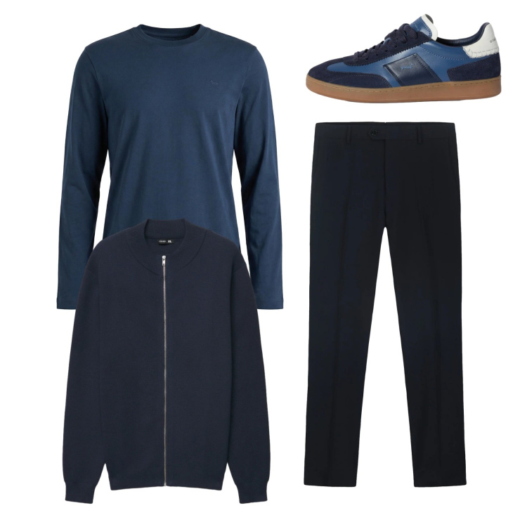 Outfit uomo - Total look #2347780. Stile Casual per Tutti i giorni. Abbinamento con t-shirt, sneakers, cardigans, pantaloni.