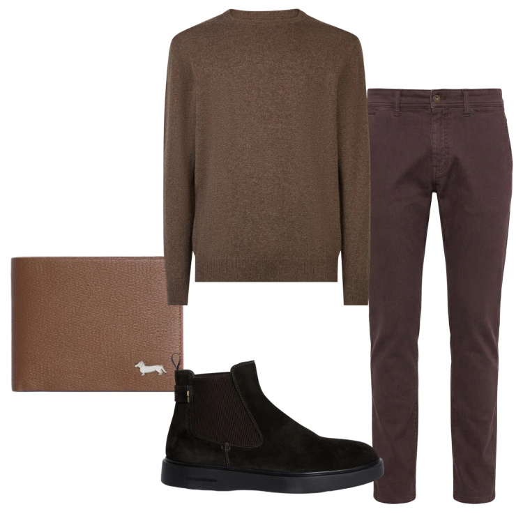 Outfit uomo - Total look #2347781. Stile Casual per Tutti i giorni. Abbinamento con pantaloni, stivali e stivaletti, portafogli, maglieria.