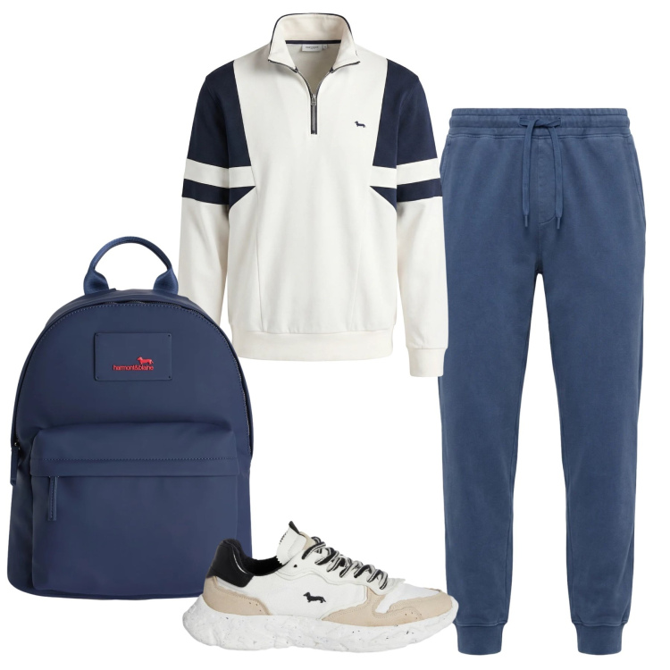 Outfit uomo - Total look #2347789. Stile Urban per Sport. Abbinamento con felpe, sneakers, borse sportive, pantaloni.
