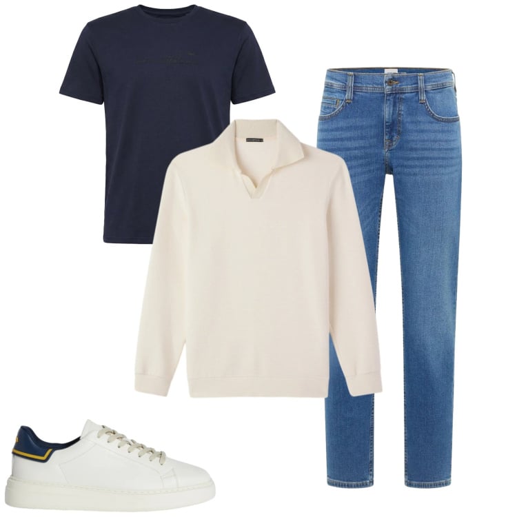 Outfit uomo - Total look #2347800. Stile Casual per Tutti i giorni. Abbinamento con jeans bootcut, sneakers, t-shirt, felpe.
